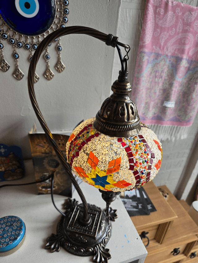 Large Mosaic Swanneck Table Lamp