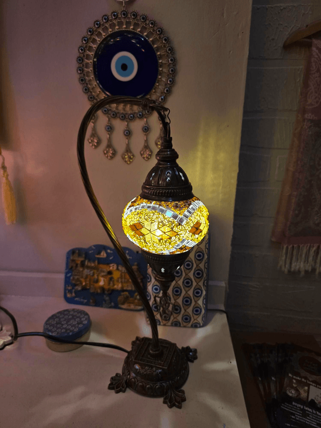 Small Mosaic Swanneck Table Lamp