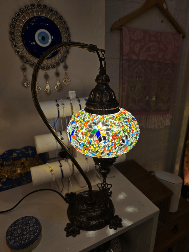 Large Mosaic Swanneck Table Lamp