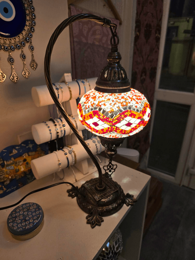 Large Mosaic Swanneck Table Lamp