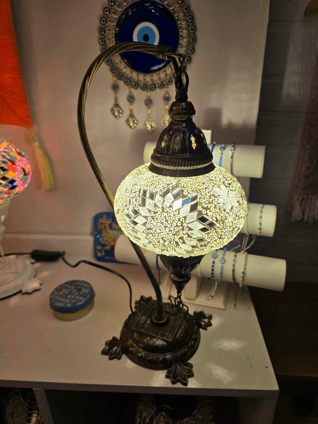 Large Mosaic Swanneck Table Lamp