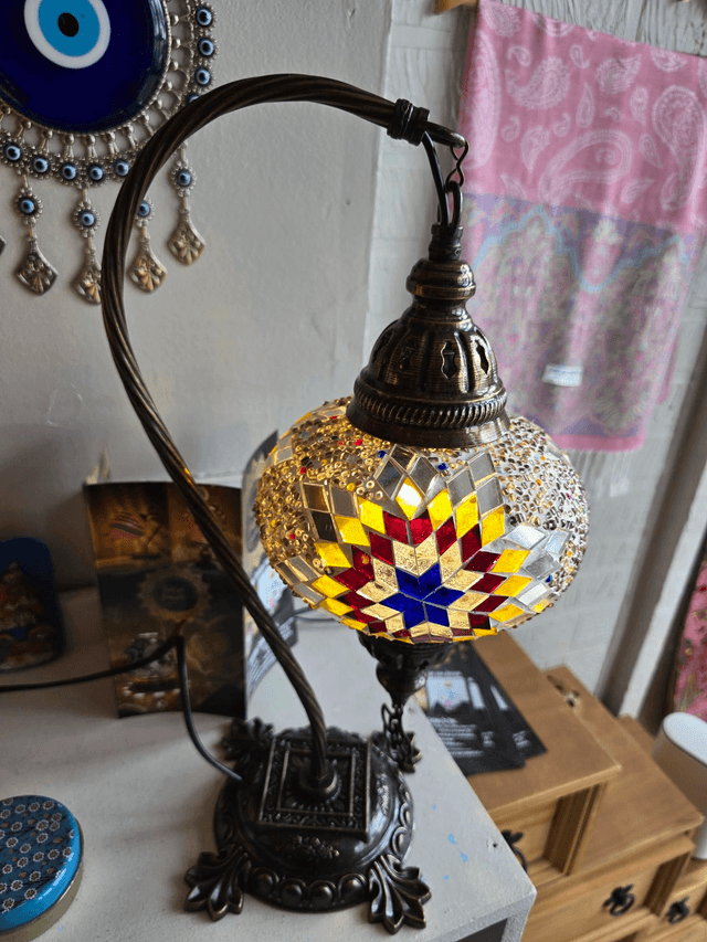 Large Mosaic Swanneck Table Lamp
