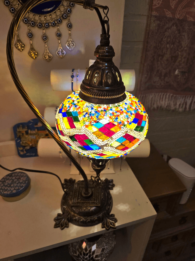 Large Mosaic Swanneck Table Lamp