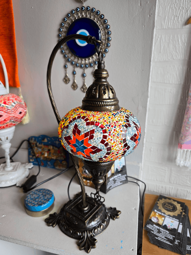 Large Mosaic Swanneck Table Lamp