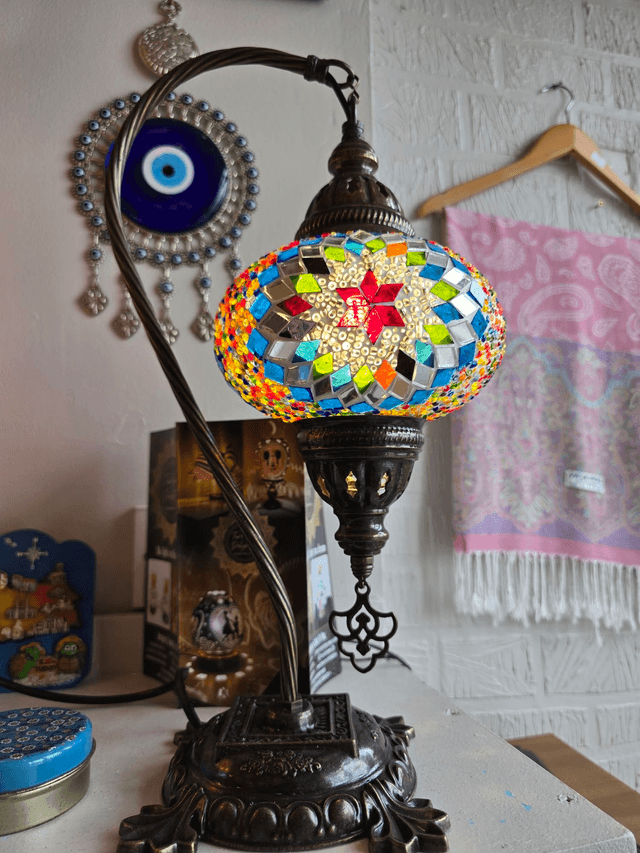 Large Mosaic Swanneck Table Lamp