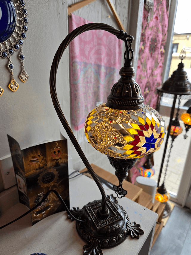 Large Mosaic Swanneck Table Lamp