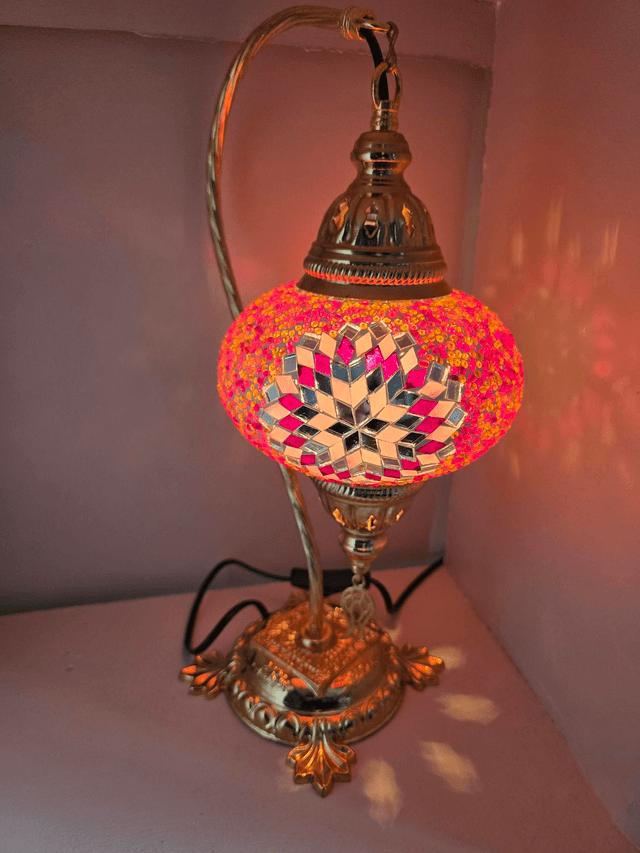 Large Mosaic Swanneck Table Lamp