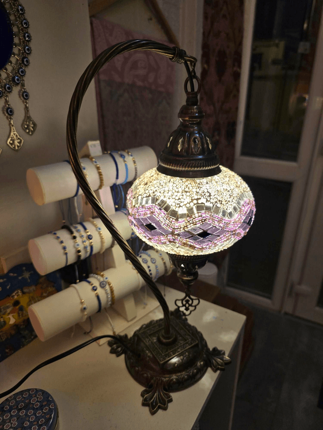 Large Mosaic Swanneck Table Lamp