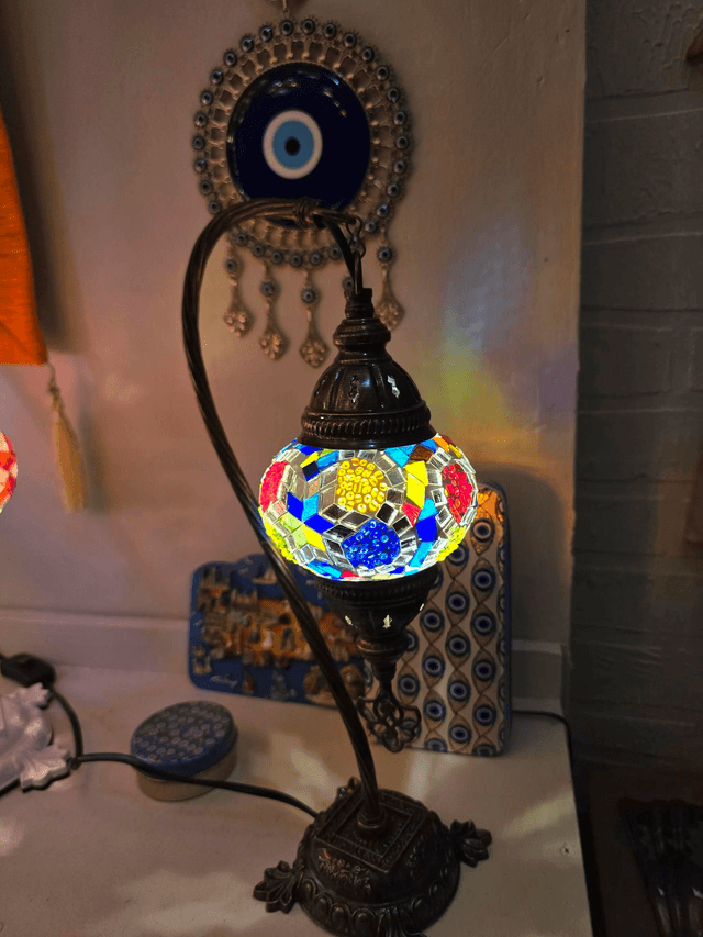 Small Mosaic Swanneck Table Lamp