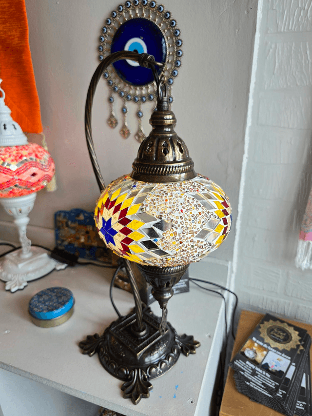 Large Mosaic Swanneck Table Lamp
