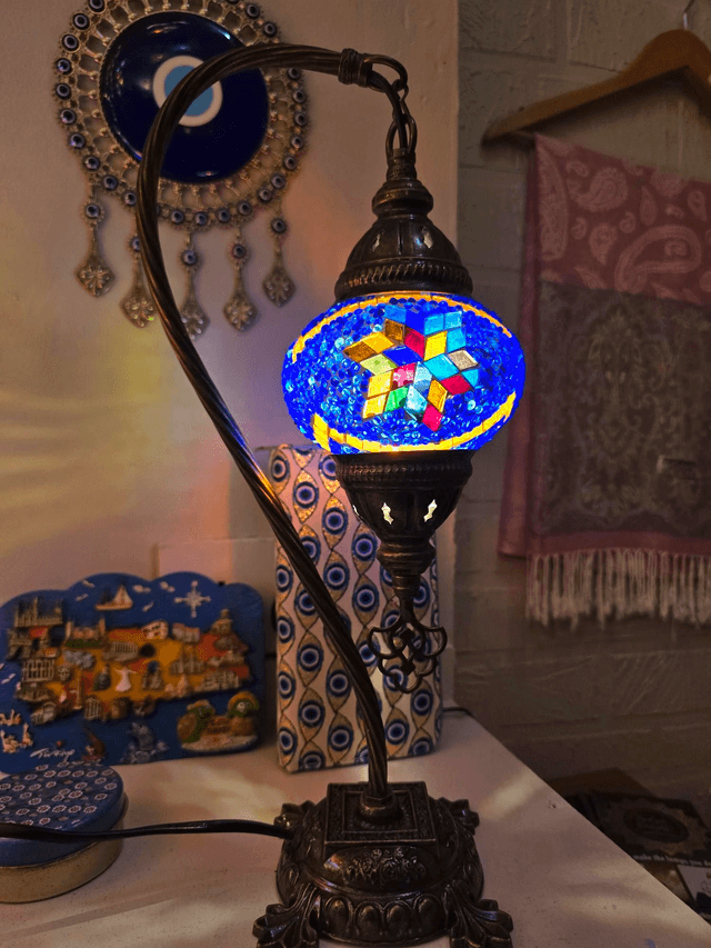 Small Mosaic Swanneck Table Lamp