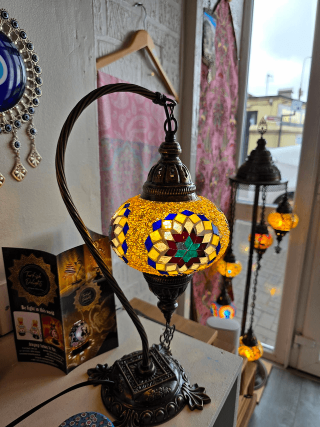 Large Mosaic Swanneck Table Lamp