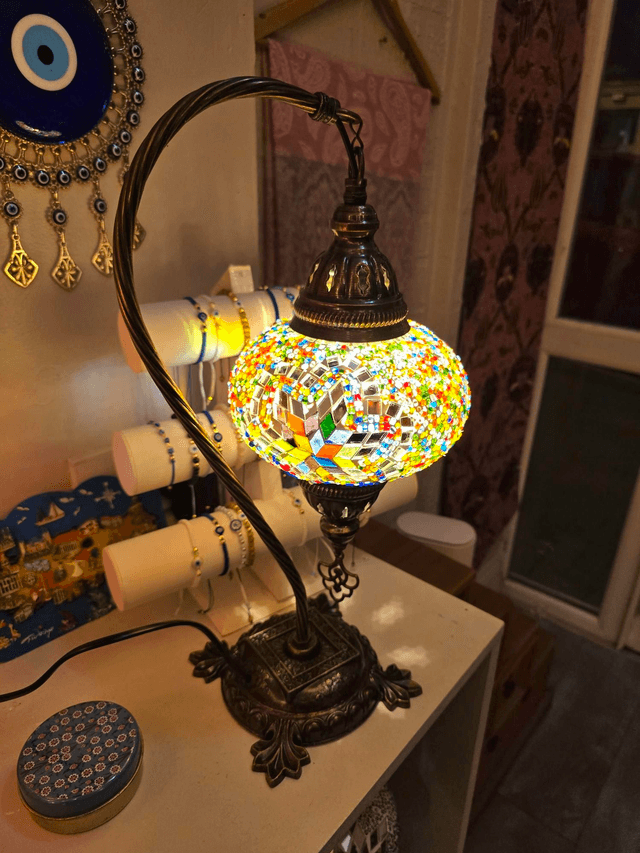Large Mosaic Swanneck Table Lamp