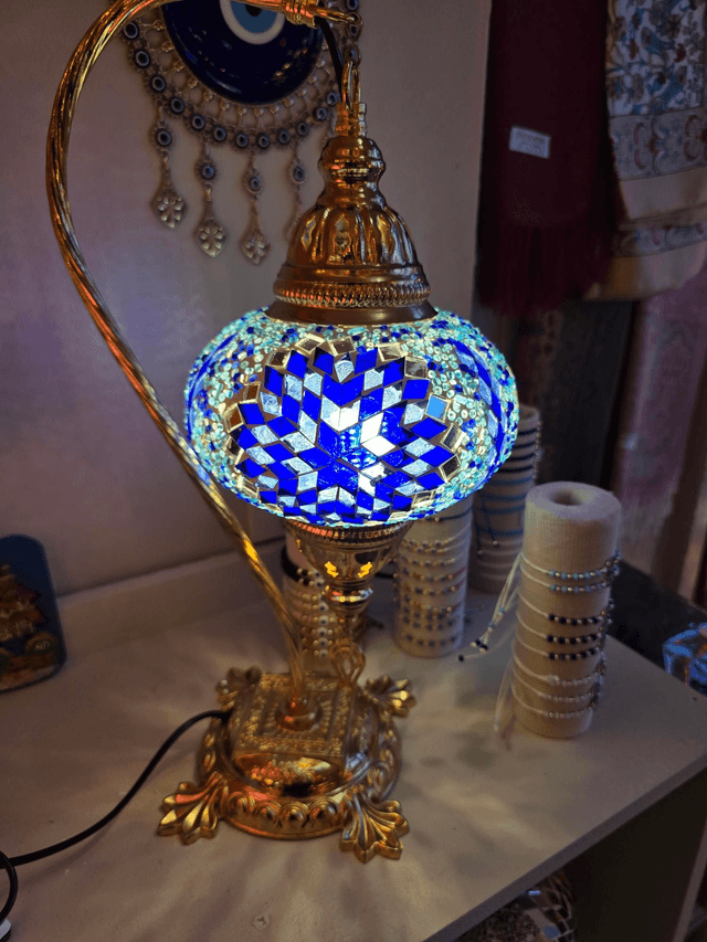 Large Mosaic Swanneck Table Lamp