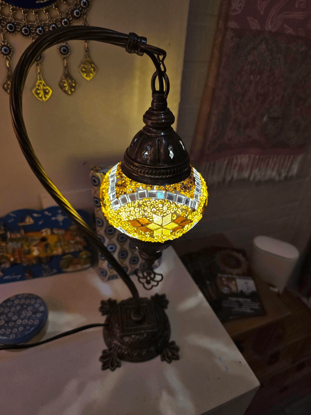 Small Mosaic Swanneck Table Lamp