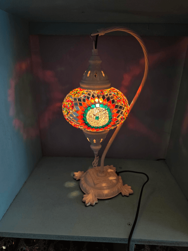 Large Mosaic Swanneck Table Lamp 