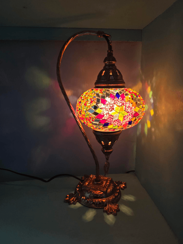 Large Mosaic Swanneck Table Lamp