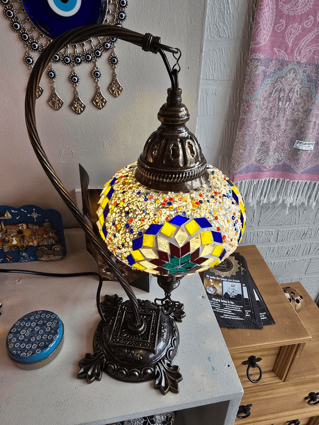 Large Mosaic Swanneck Table Lamp