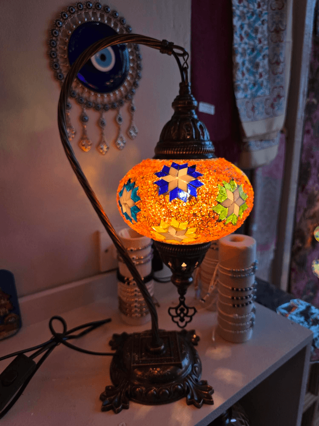 Large Mosaic Swanneck Table Lamp