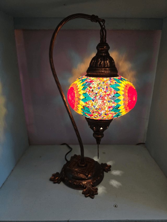Large Mosaic Swanneck Table Lamp