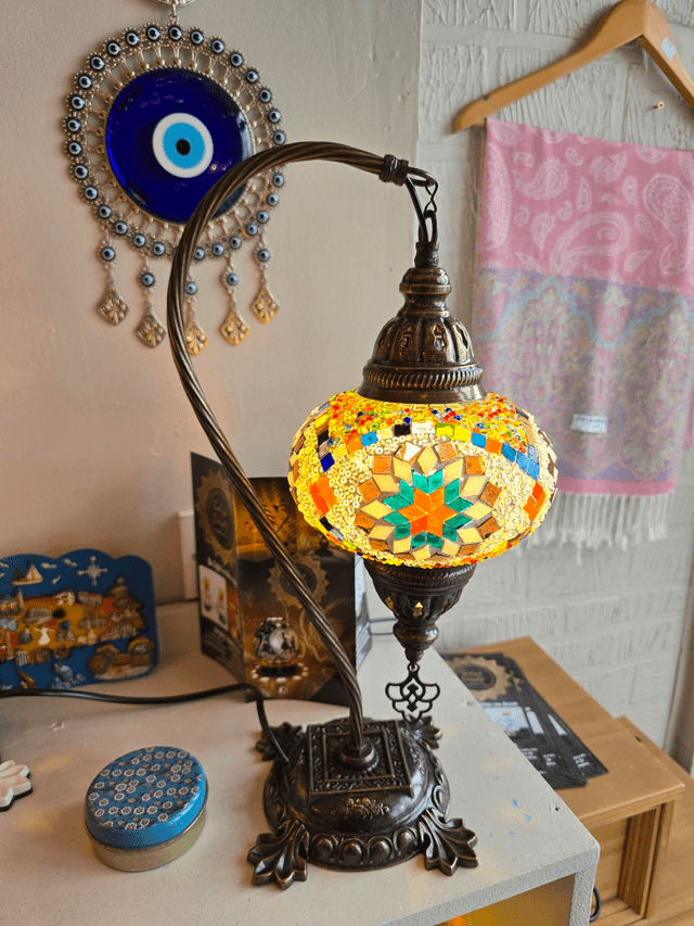 Large Mosaic Swanneck Table Lamp