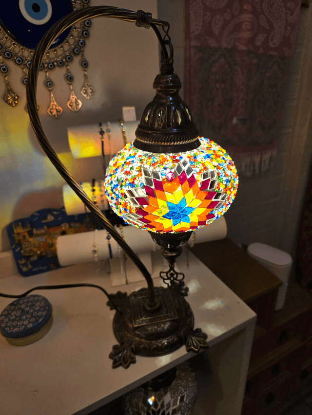 Large Mosaic Swanneck Table Lamp