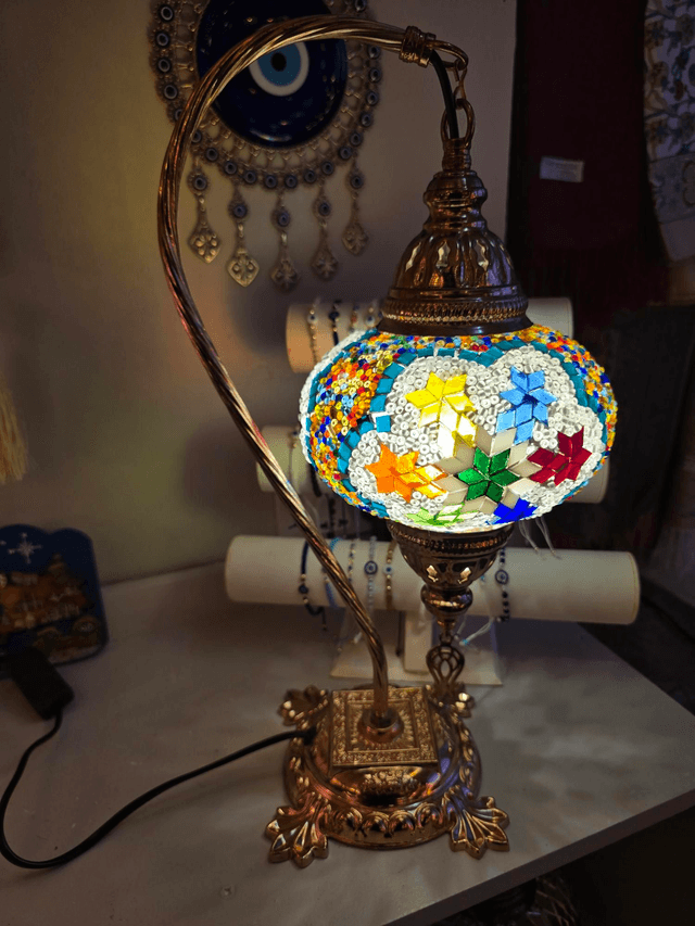 Large Mosaic Swanneck Table Lamp 