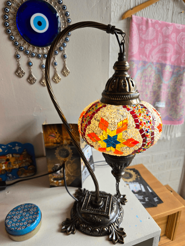 Large Mosaic Swanneck Table Lamp