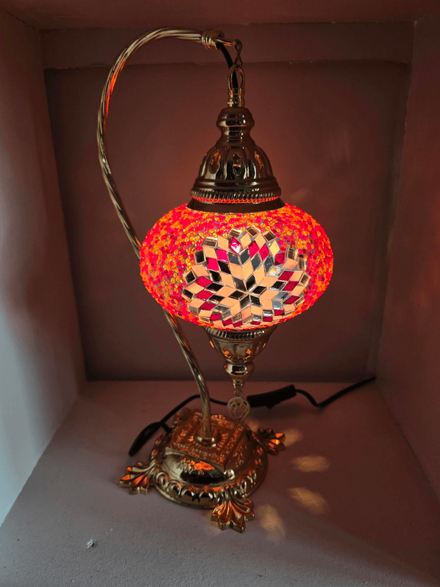 Large Mosaic Swanneck Table Lamp