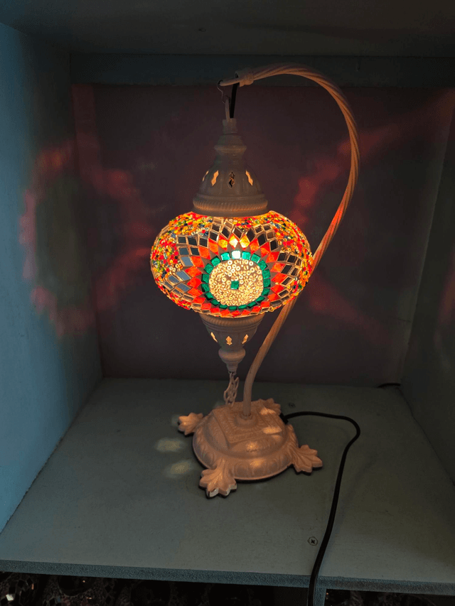 Large Mosaic Swanneck Table Lamp 