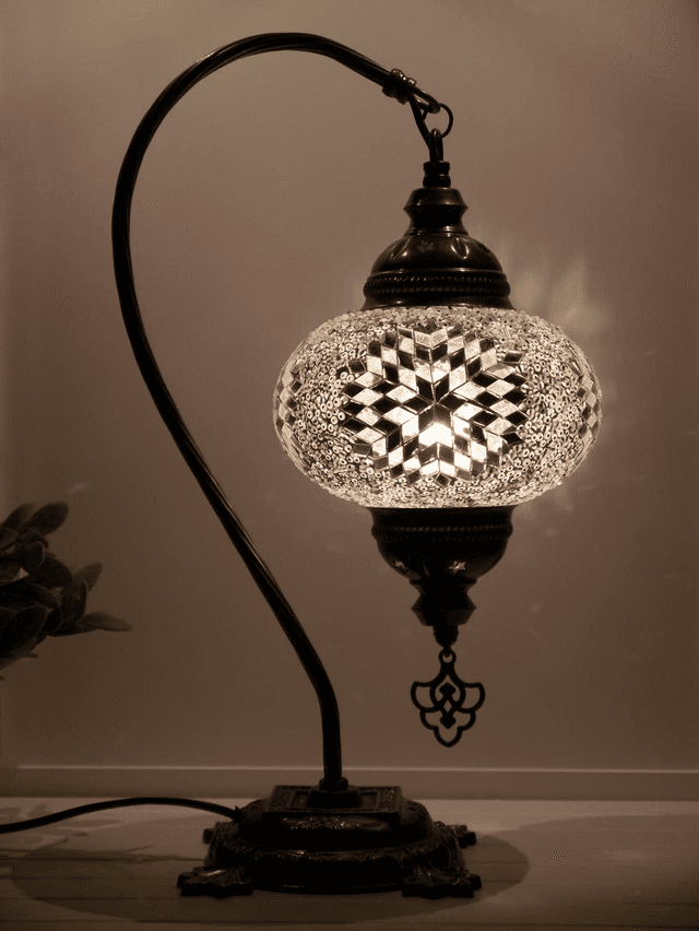 Large Mosaic Swanneck Table Lamp