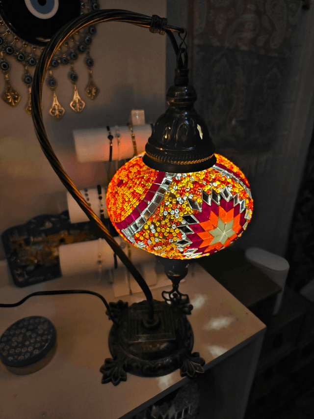 Large Mosaic Swanneck Table Lamp