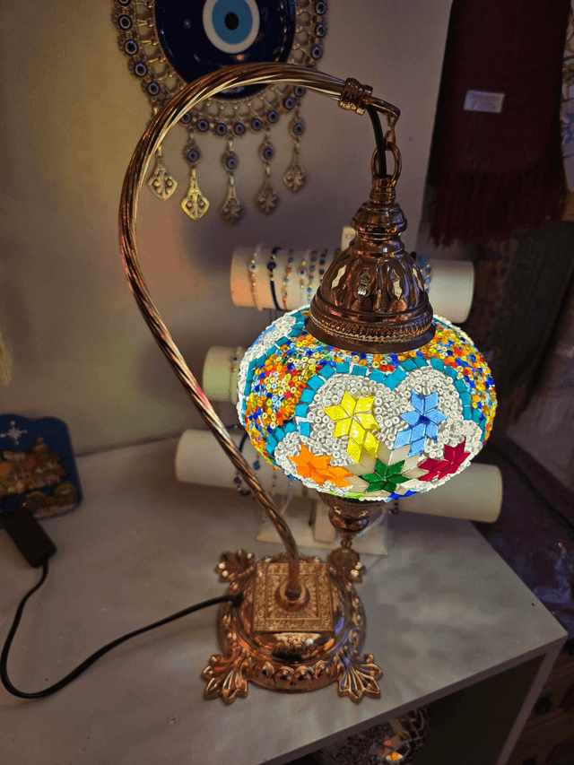 Large Mosaic Swanneck Table Lamp