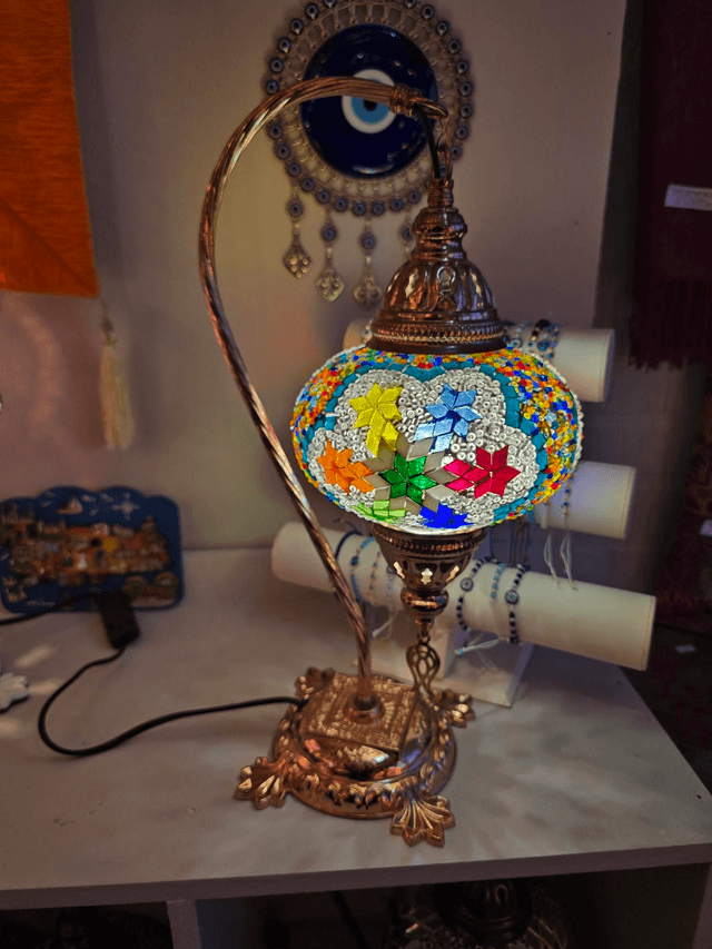 Large Mosaic Swanneck Table Lamp