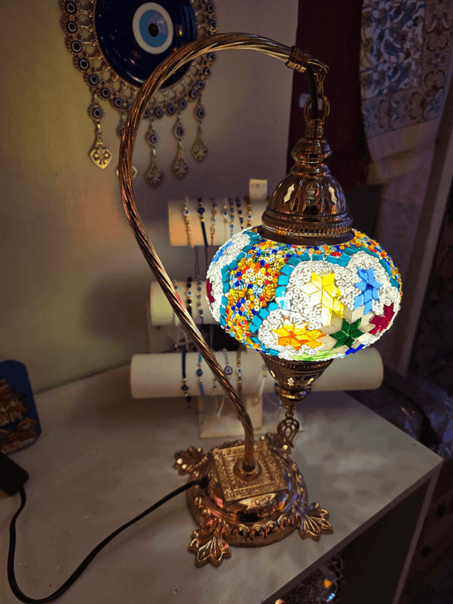Large Mosaic Swanneck Table Lamp